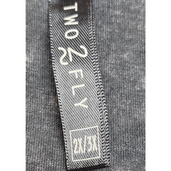 Two 2 Fly Womens 2x/3x Black Stone Wash Studded Top T-Shirt Western Boxy - Picture 3 of 9